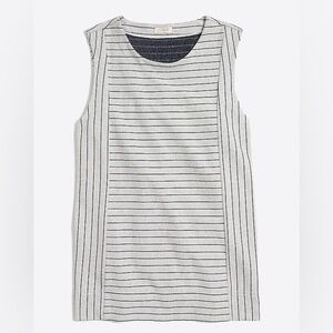 J Crew Striped Shell Tank Cotton Light Gray Navy Sleeveless Top Size XS